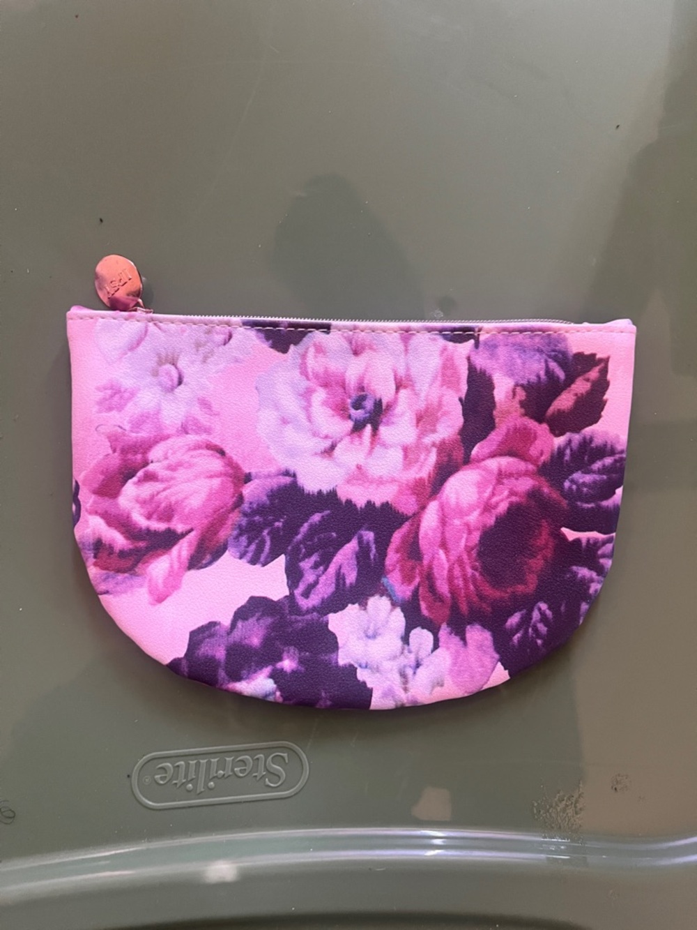 ipsy Pink Floral Zip Cosmetic Pouch